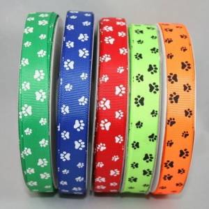 1 m Ribbon Ripsband Tatzen Hunde 15 mm, grün Bild 3