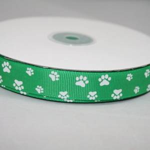 1 m Ribbon Ripsband Tatzen Hunde 15 mm, grün Bild 4