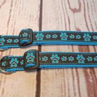 Hundehalsband Halsband "Pfoten-Liebe", blau, 22cm-30cm, 2cm breit Bild 2