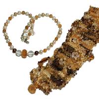 Perlenkette weiß Karneol orange und Bergkristall handgemacht als Collier Herbst Schmuck Geschenk Bild 6