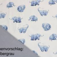 Baumwoll-Jersey bedruckt Trikot mit Elefanten Aquarell Bild 3
