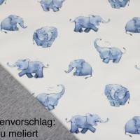 Baumwoll-Jersey bedruckt Trikot mit Elefanten Aquarell Bild 5