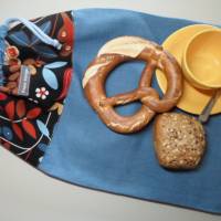 Brotbeutel "de luxe" Leinen blau/ bunt mit Baumwollkordel Bild 3