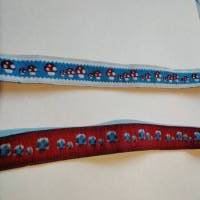 1m Webband mit Fliegenpilzen, 13mm breit, Meterware, Frühling,türkis, rot, weiß Bild 3