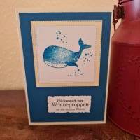 Glückwunschkarte - Glückwunsch zum Wonneproppen - Wal - Blau - Junge Bild 2