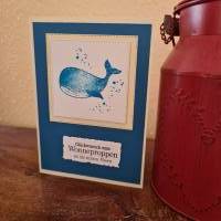 Glückwunschkarte - Glückwunsch zum Wonneproppen - Wal - Blau - Junge Bild 4
