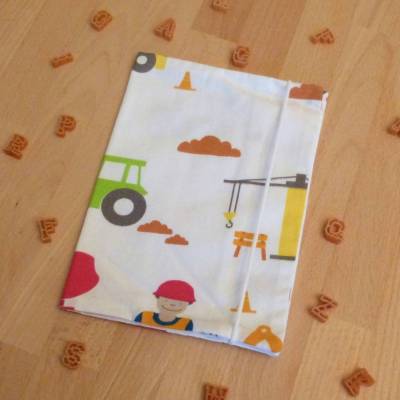 nachhaltige Hefthülle DIN A5, Buchumschlag aus Biobaumwollstoff genäht