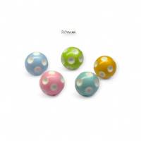 3/5/10 XL Acryl-Perlen Polka Dots 20mm kugelrund, Pastellfarben,  weiß gepunktet  (Vertiefungen), Loch: ca.2mm Bild 1