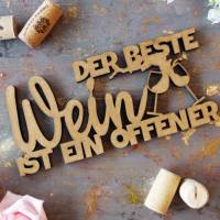 as-Herzwerk  3D Schriftzug Holz Wein - Der beste Wein ist ein offener Tischdeko Geschenk für Freunde und Familie 20cm Bild 1