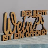 as-Herzwerk  3D Schriftzug Holz Wein - Der beste Wein ist ein offener Tischdeko Geschenk für Freunde und Familie 20cm Bild 3