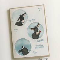 Esel Kinder Glückwunschkarte zum Geburtstag Handgefertigt mit Stampin Up Produkten Bild 1