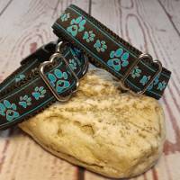 Hundehalsband Halsband "Pfoten-Liebe", blau, 22cm-31cm, 2cm breit Bild 3