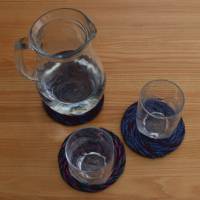 3 Stoff-Untersetzer für Gläser und Becher, genäht in  rope bowl Technik, waschbar,  upcycling Bild 3