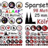 Cabochonbilder zum Ausdrucken Köln, Kölle Alaaf, bunt, Kölner Dom, Rot Schwarz, 98 Motive, Karneval, 25 mm Bild 1