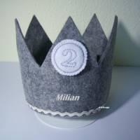 Krone-Geburtstagskrone, Kindergeburtstag, Zahlenbutton, Wunschname, für einen Jungen, der kleine Prinz Bild 1