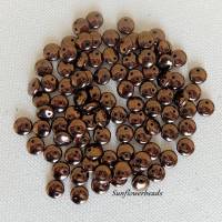 50 Perlenlinsen, Lentils, dunkelbraun lüster, Loch seitlich Bild 1