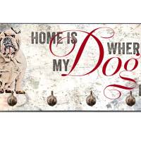 Hundegarderobe HOME IS WHERE MY DOG IS mit Englischer Bulldogge Bild 1
