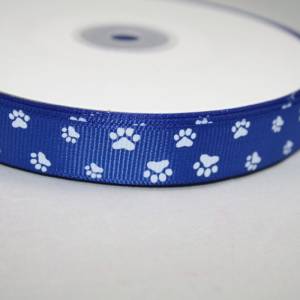 1 m Ribbon Ripsband Tatzen Hunde 15 mm, blau Bild 1