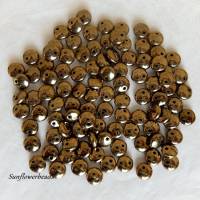 50 Perlenlinsen, Lentils, schwarz-goldbraun, Loch seitlich Bild 1