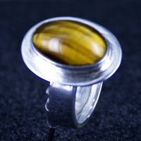 Tigeraugen Ring goldbraun bis goldgelb gestreifter in Silber gefasst Größe verstellbar Bild 10