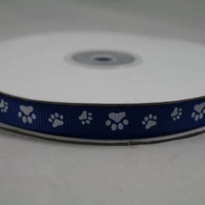 1 m Ribbon Ripsband Tatzen Hunde 10 mm, blau Bild 1
