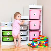 Möbelaufkleber Ordnungssticker für Spielzeug SCHWARZ/ WEISS Kinderzimmer Aufbewahrung Spielsachen Bild 2