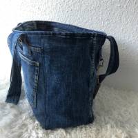 Einkaufstasche aus Upcycling Jeans mit Innenfutter Bild 3