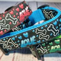Hundehalsband Halsband "Dog Love", versch. Farben, ca. 29cm-44cm, 2,5cm breit Bild 1