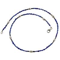 dunkelblaue Mabé- Perlenkette Hämatin und 925er Silber Oliven Bild 2