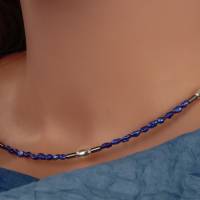dunkelblaue Mabé- Perlenkette Hämatin und 925er Silber Oliven Bild 4