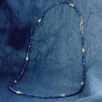 dunkelblaue Mabé- Perlenkette Hämatin und 925er Silber Oliven Bild 5