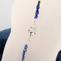 dunkelblaue Mabé- Perlenkette Hämatin und 925er Silber Oliven Bild 6