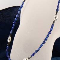 dunkelblaue Mabé- Perlenkette Hämatin und 925er Silber Oliven Bild 7