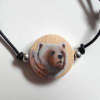 Krafttier-Amulett Bär, handbemaltes Armband, Indianerschmuck, Seelentier, Männerschmuck, handbemalter Schmuck Bild 2
