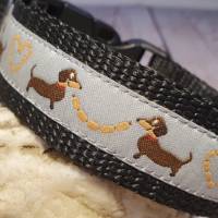 Hundehalsband Halsband "Dackel-Liebe", grau, 24cm-35cm, 2,5cm breit Bild 2