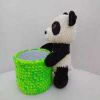 Panda mit Korb, Utensilienkorb, Schreibtischdeko, Stiftebox, Osterkörbchen Bild 2