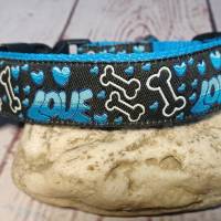 Hundehalsband Halsband "Dog Love", versch. Farben, ca. 24cm-36cm, 2,5cm breit Bild 2