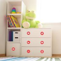 Möbelaufkleber Ordnungssticker für Spielzeug WEISS/ ROT Kinderzimmer Aufbewahrung Spielsachen Bild 2