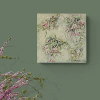 CUTE BELL FLOWERS - kleines Blumenbild auf Leinwand je 20cmx20cm mit Glitter und Strukturpaste Bild 3