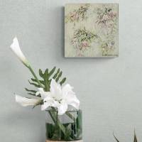 CUTE BELL FLOWERS - kleines Blumenbild auf Leinwand je 20cmx20cm mit Glitter und Strukturpaste Bild 4