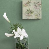 CUTE BELL FLOWERS - kleines Blumenbild auf Leinwand je 20cmx20cm mit Glitter und Strukturpaste Bild 5