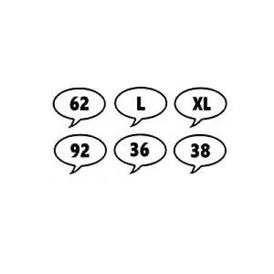 Bügelbild Kleidergrößen z. Aufbügeln - Sprechblase 1 DinaA4 Blatt mit 45 Sprechblasen