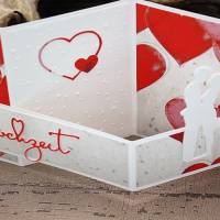 Glückwunschkarte zur Hochzeit - 3D-Karte mit Herzmotiv und Brautpaar, besondere Kartenform Bild 3