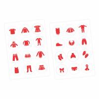 Möbelaufkleber Ordnungssticker für Kleidung rot/ weiß Bild 1