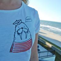 T-Shirt Walross *MOIN* Damen ~  Bio Baumwolle | Ostsee | Nordseeliebe | T-Shirt Damen | T-Shirt Bio Baumwolle | Maritim Bild 1