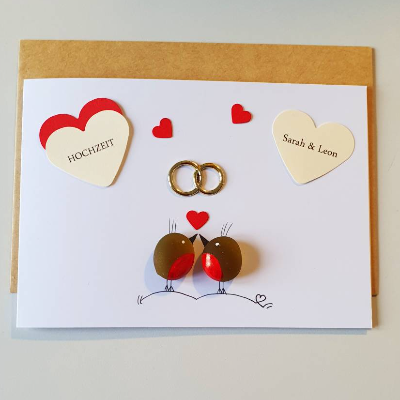 Geschenkkarte zur Hochzeit, Hochzeitskarte, Meerglas, Klappkarte, Wunschnamen, Kieselsteinkunst
