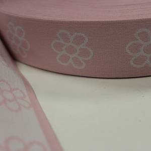 1 m tolles, weiches Blumen-Gummiband 40 mm, rosa Bild 2