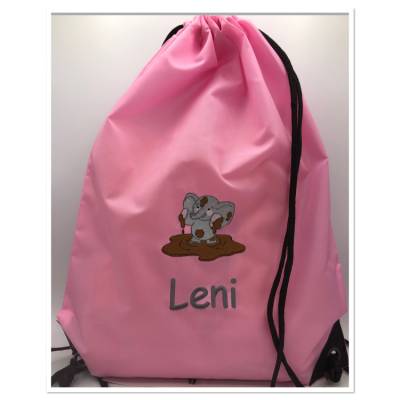 Turnbeutel mit Motiv * Elefant * (#Nr.109) + Namen / Wäschebeutel bestickt