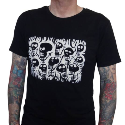 Not nice guys, Bio Fairtrade T-Shirt Männer, Skelette, schwarz, Siebdruck handbedruckt.