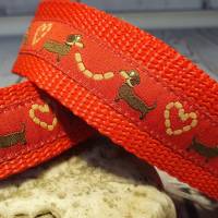 Hundehalsband Halsband "Dackel-Liebe", rot, 29cm-43cm, 2,5cm breit Bild 2